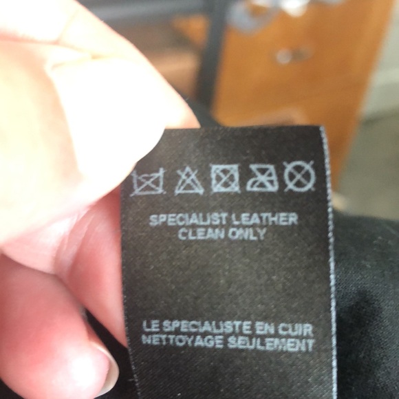 asos REAL Leather jacket Women's 12 camel brown black zip front crop coat EUC - Picture 14 of 16